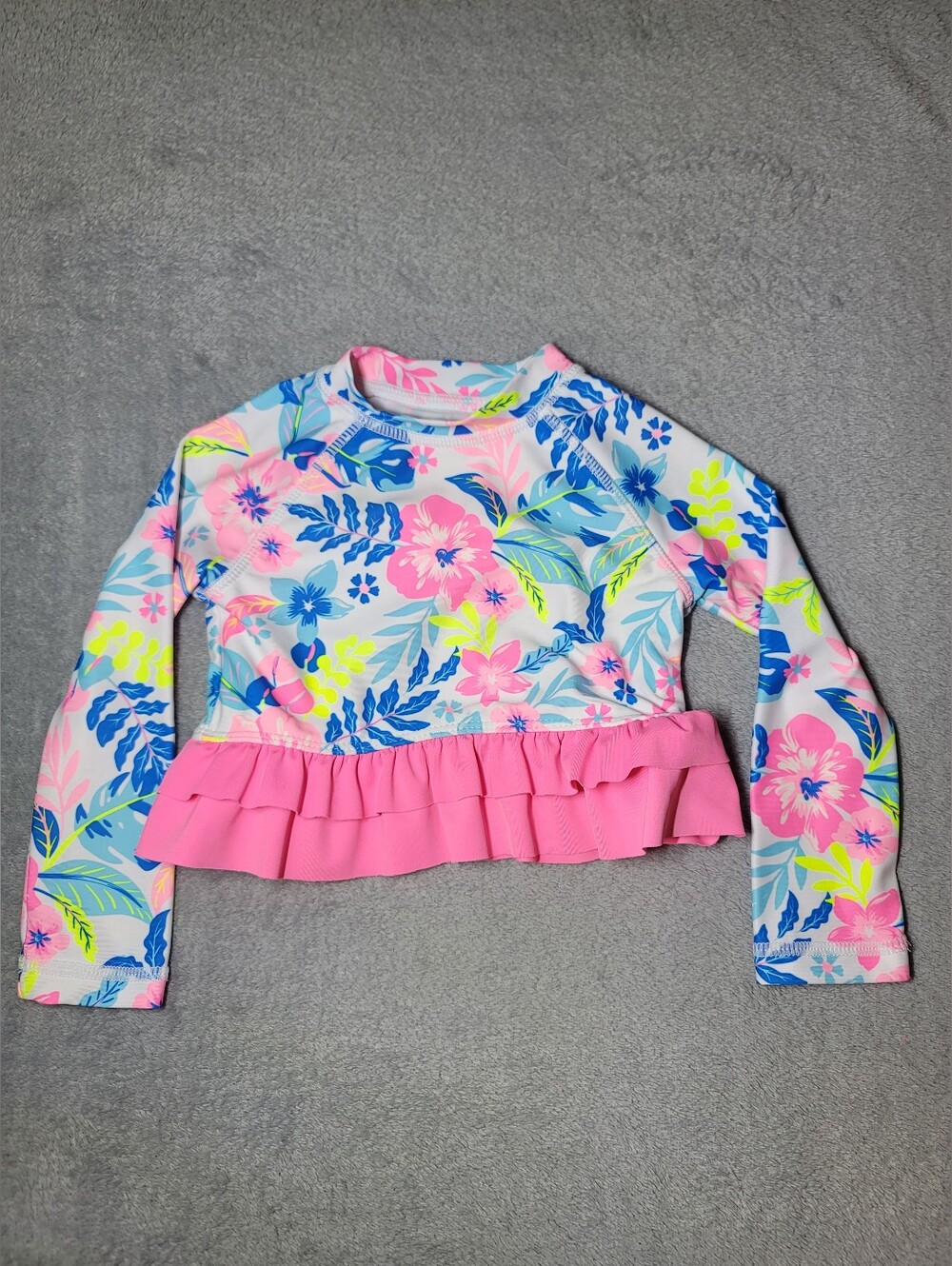 Tommy Bahama Toddler Girls Floral Long Sleeve Rashguard Swim Top 12M